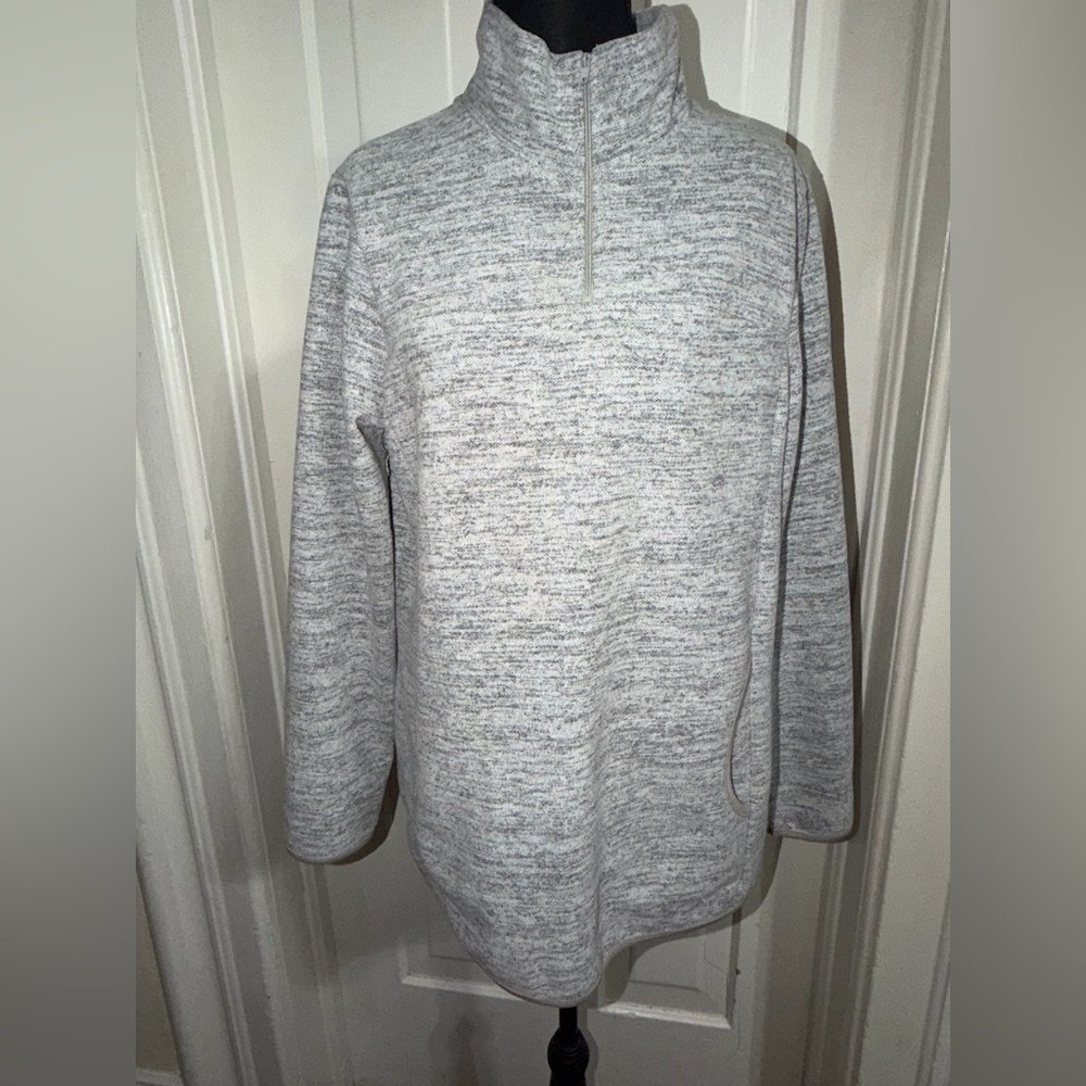 Women's size large sweater, Gray Quarter-Zip Pullover, hoodie